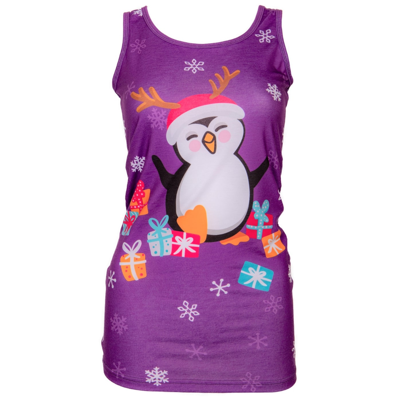 Wonderland Singlet Top by RainbowsAndFairies.com (Christmas - Snowman - Penguin - Santa - Tank Top - Knit Top - Vintage Inspired) - SKU: CL_SGLET_WLAND_ORG - Pic 00