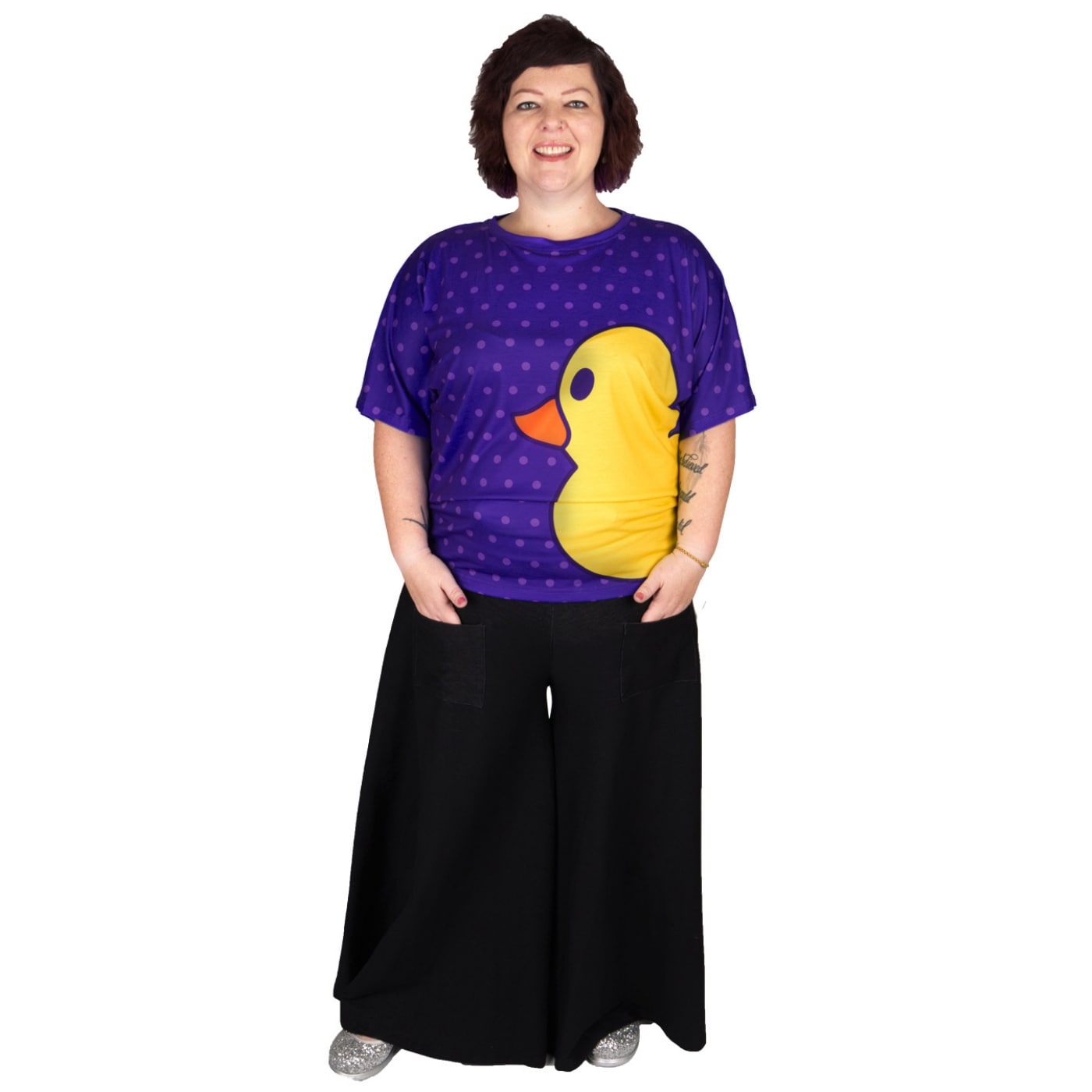 Yellow Ducky Batwing Top by RainbowsAndFairies.com.au (Yellow Duck - Rubber Duck - Ducky - Purple - Vintage Inspired - Kitsch - Knit Top - Mod) - SKU: CL_BATOP_DUCKY_YEL - Pic-02