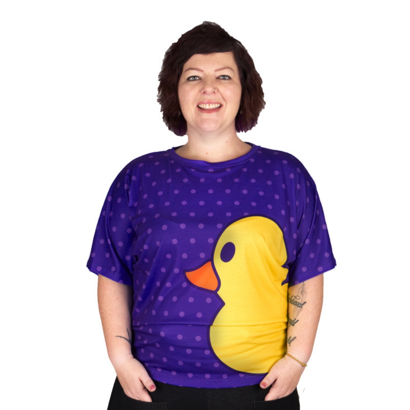Yellow Ducky Batwing Top by RainbowsAndFairies.com.au (Yellow Duck - Rubber Duck - Ducky - Purple - Vintage Inspired - Kitsch - Knit Top - Mod) - SKU: CL_BATOP_DUCKY_YEL - Pic-03