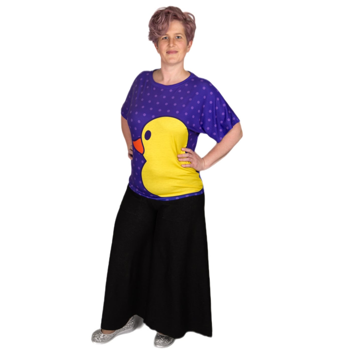 Yellow Ducky Batwing Top by RainbowsAndFairies.com.au (Yellow Duck - Rubber Duck - Ducky - Purple - Vintage Inspired - Kitsch - Knit Top - Mod) - SKU: CL_BATOP_DUCKY_YEL - Pic-06