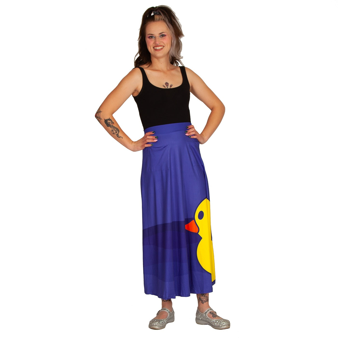 Yellow Ducky Maxi Skirt by RainbowsAndFairies.com.au (Rubber Duck - Sesame Street - Skirt With Pockets - Boho - Mod Retro - Vintage Inspired) - SKU: CL_MAXIS_DUCKY_YEL - Pic-03