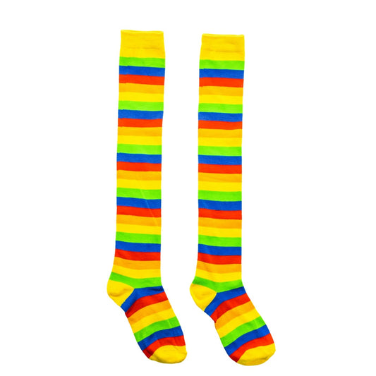 Yellow Rainbow Stripe Over The Knee Socks by RainbowsAndFairies.com.au (Stripe Long Socks - Rainbow - Stockings - Colourful Socks - Vintage Inspired) - SKU: FW_SOCKL_RAINB_YEL - Pic-02