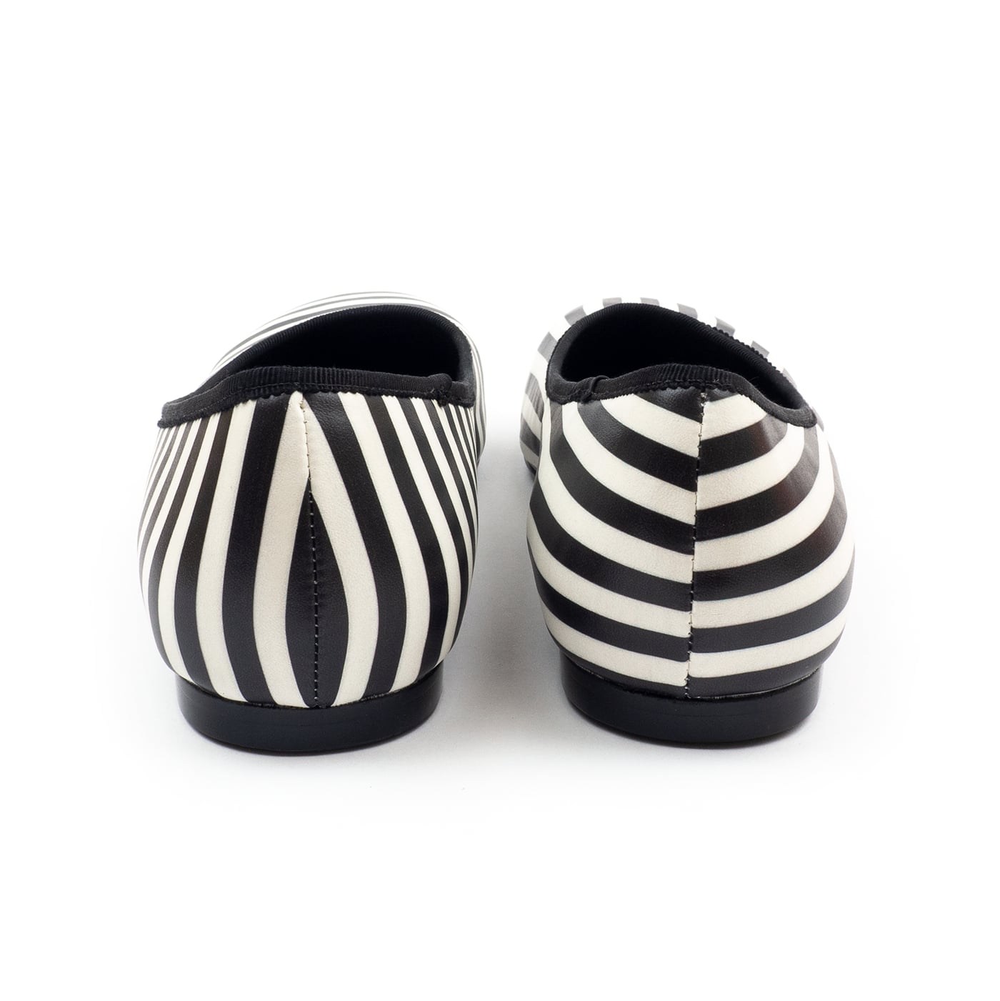 Zebra Ballet Flats by RainbowsAndFairies.com (Black & White Stripes - Horizontial - Vertical - Slip Ons - Mismatched Shoes) - SKU: FW_BALET_ZEBRA_ORG - Pic 05