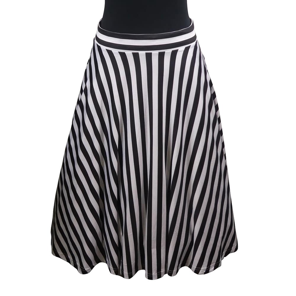 Zebra Swishy Skirt by RainbowsAndFairies.com.au (Black & White - Stripes - Monochrome - Classic - Circle Skirt With Pockets - Mod Retro - Animal Print) - SKU: CL_SWISH_ZEBRA_ORG - Pic-01