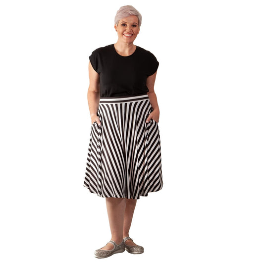 Zebra Swishy Skirt by RainbowsAndFairies.com.au (Black & White - Stripes - Monochrome - Classic - Circle Skirt With Pockets - Mod Retro - Animal Print) - SKU: CL_SWISH_ZEBRA_ORG - Pic-05