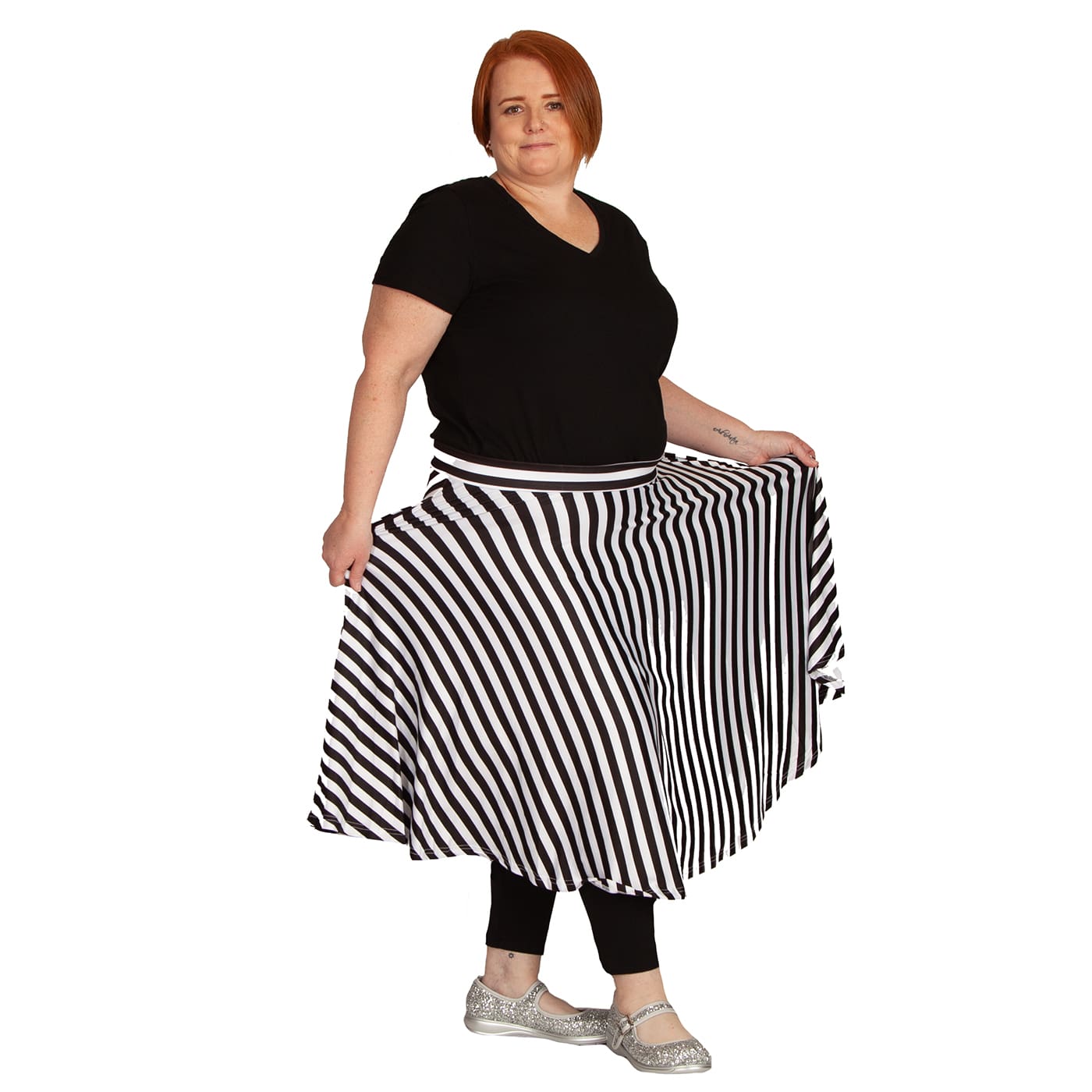 Zebra Swishy Skirt by RainbowsAndFairies.com.au (Black & White - Stripes - Monochrome - Classic - Circle Skirt With Pockets - Mod Retro - Animal Print) - SKU: CL_SWISH_ZEBRA_ORG - Pic-08
